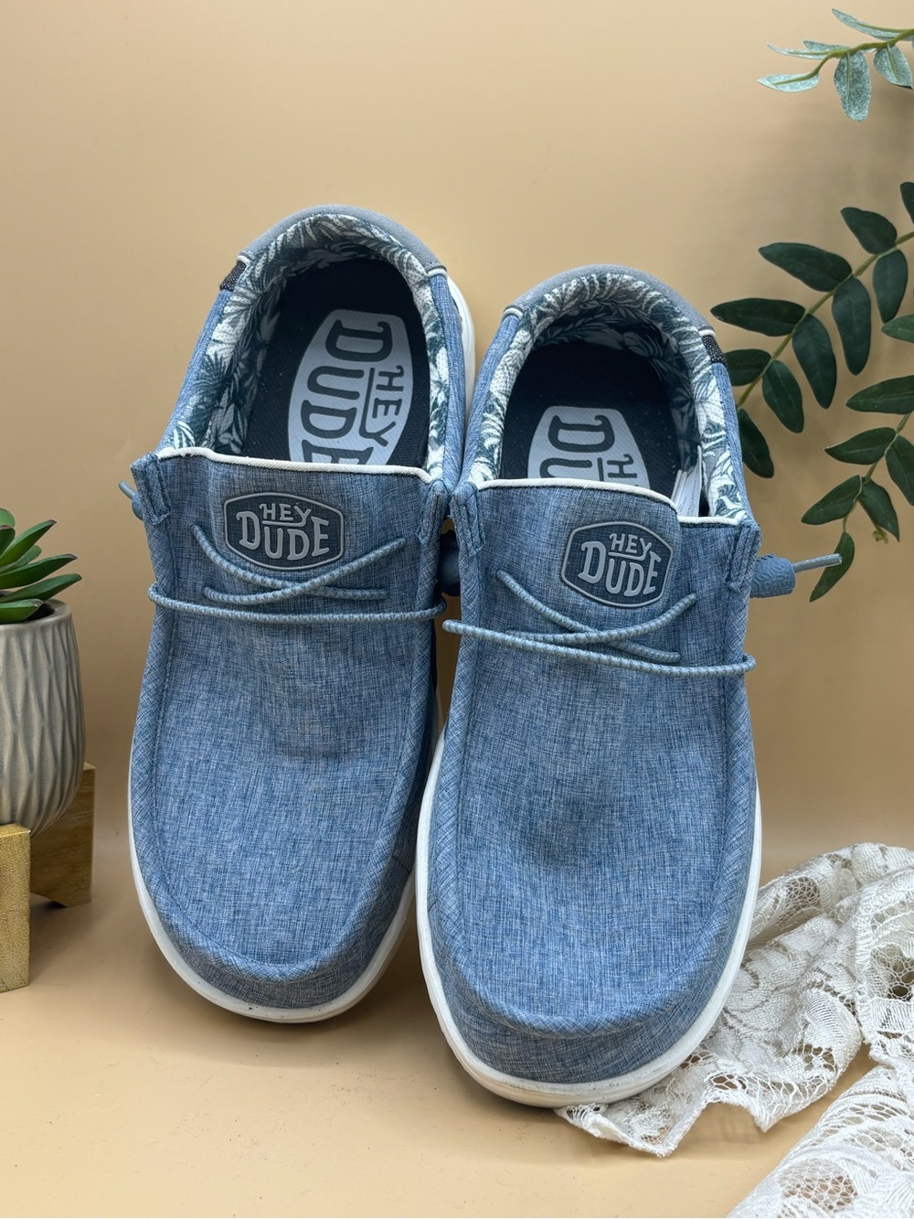 Hey Dude Wally H2O Overcast Men’s Size 7 Blue Gray Lightweight Slip On Shoes